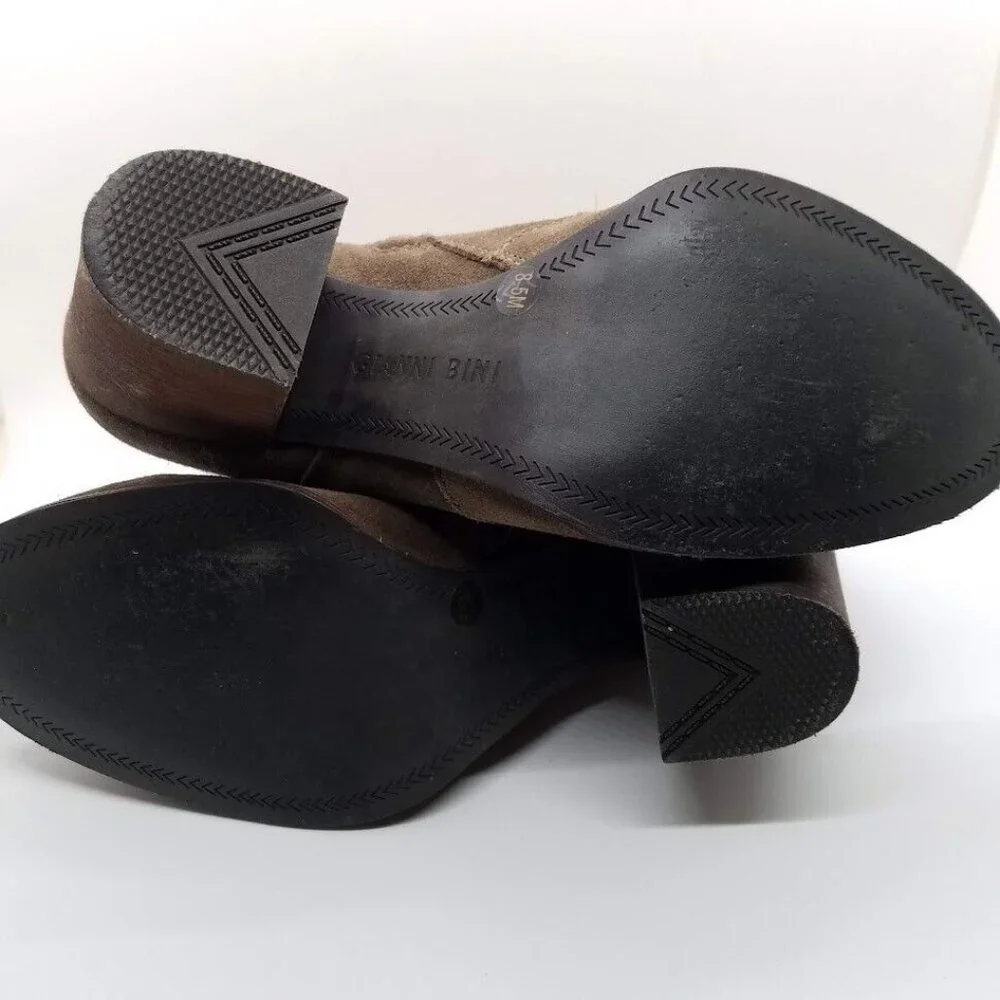 Gianni Bini Womens Ankle Boots‎ Size 8.5 Chocolate Brown Suede Leather 3.5